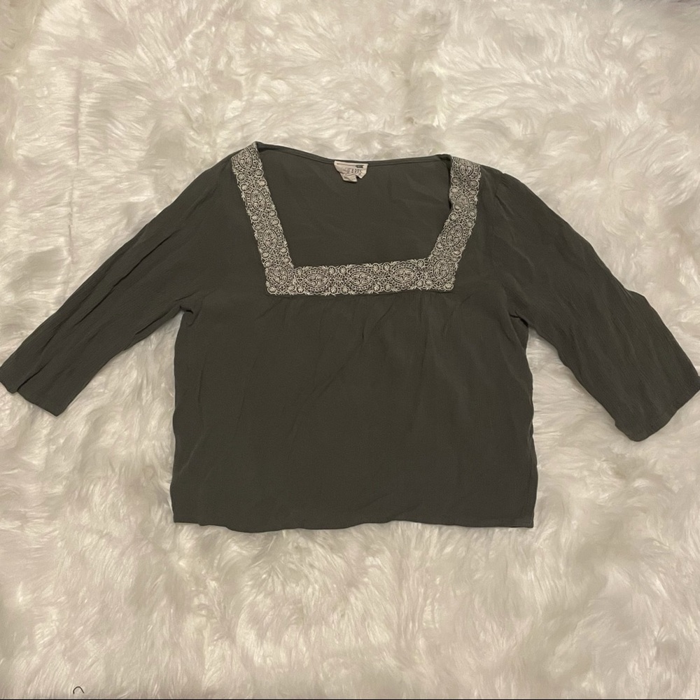L.A.Hearts Dark Olive Square neck Top XS